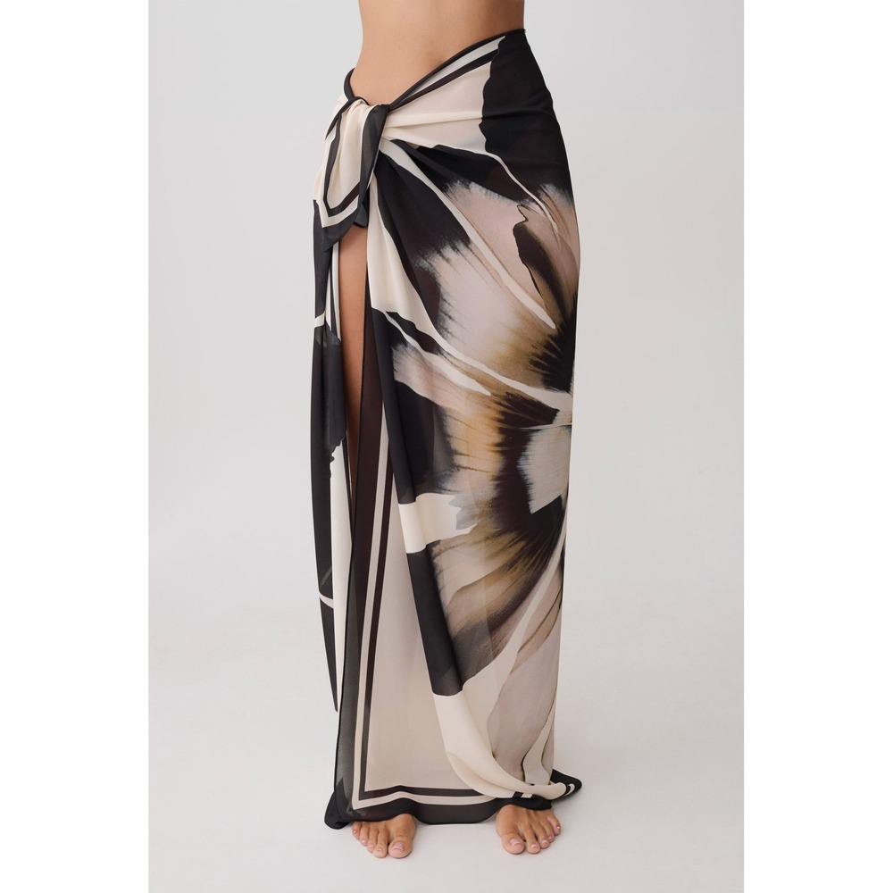 MESHKI Noa Chiffon Scarf Sarong Ivory Floral Print One Size NWT